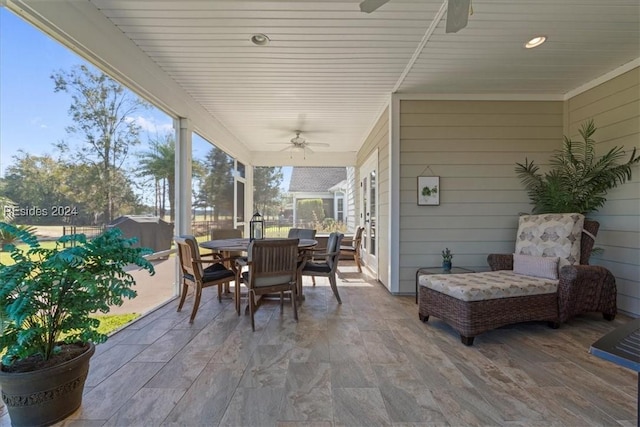 view of patio with ceiling fan