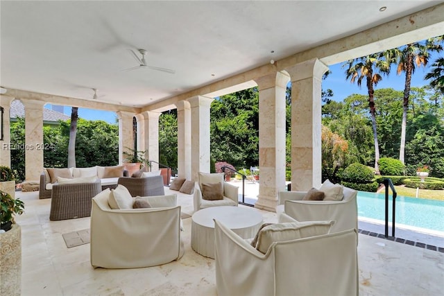 view of patio / terrace with an outdoor hangout area and ceiling fan