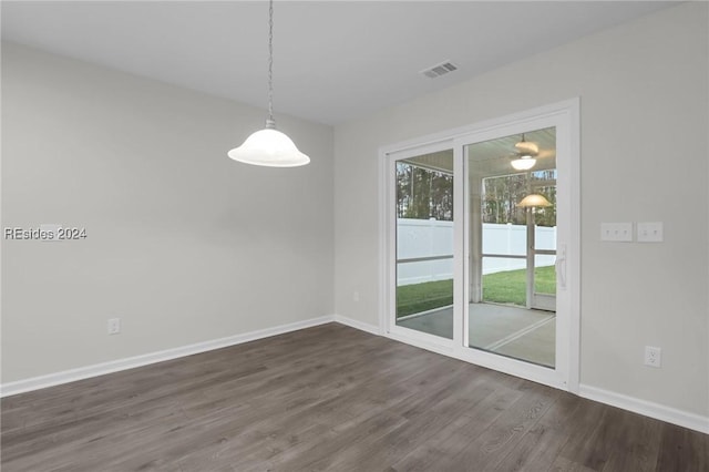 interior space with dark wood-type flooring