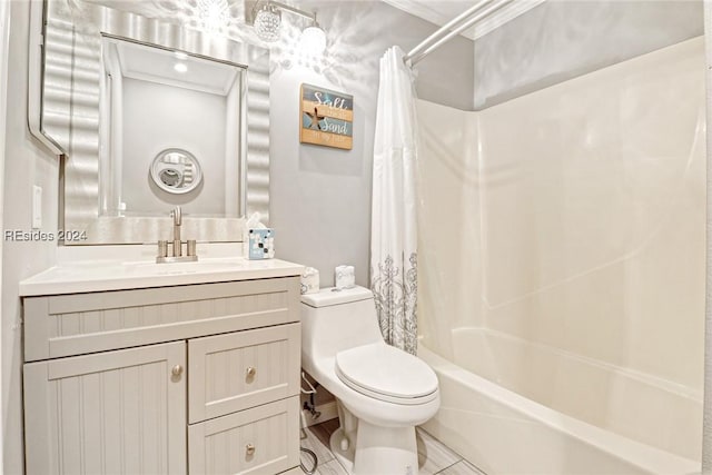 full bathroom featuring vanity, toilet, and shower / bath combo