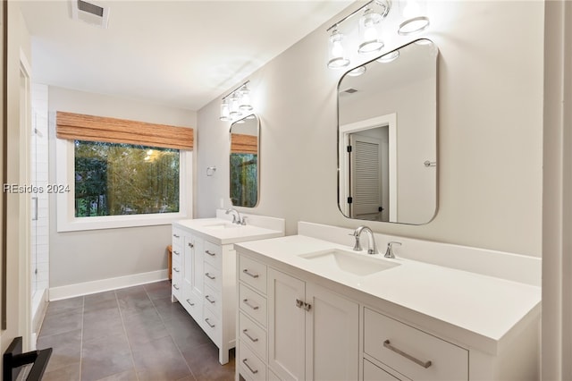 bathroom featuring vanity and tile patterned floors