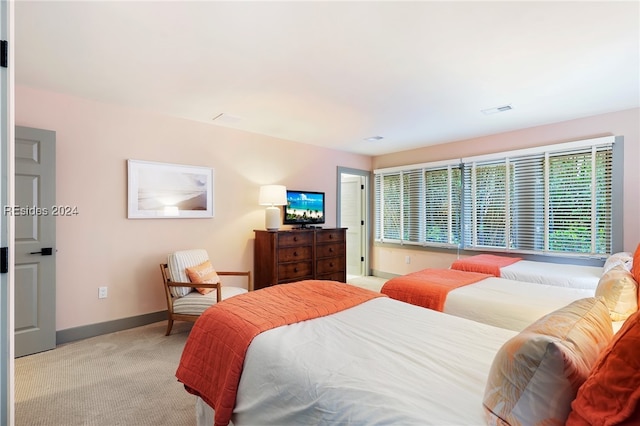 carpeted bedroom featuring multiple windows