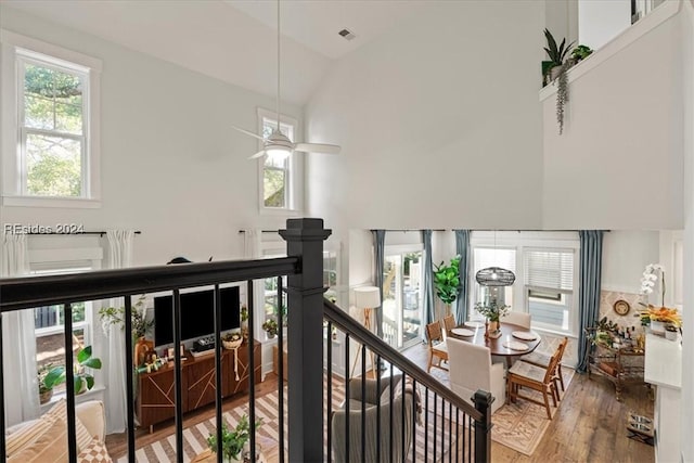 interior space featuring ceiling fan