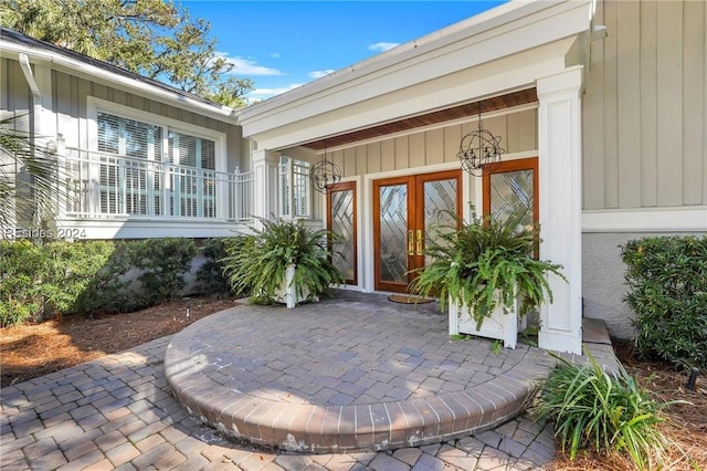 view of exterior entry with french doors