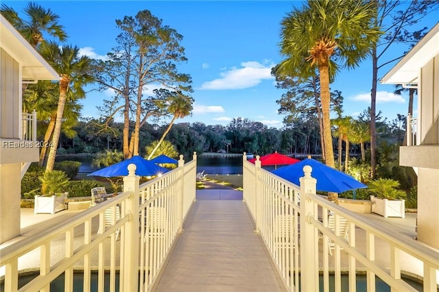 view of property's community with a water view