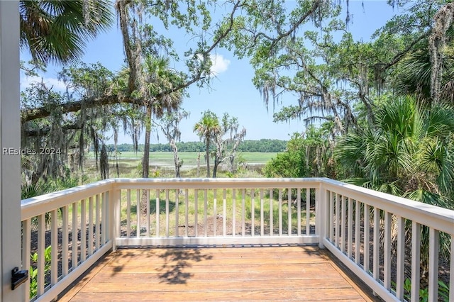 deck featuring a rural view