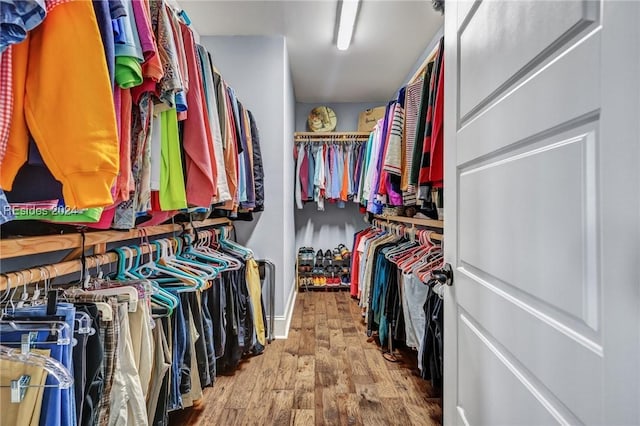 walk in closet featuring hardwood / wood-style flooring