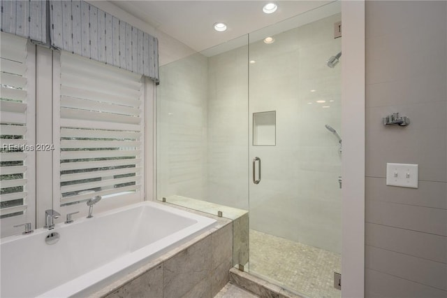 bathroom with plus walk in shower