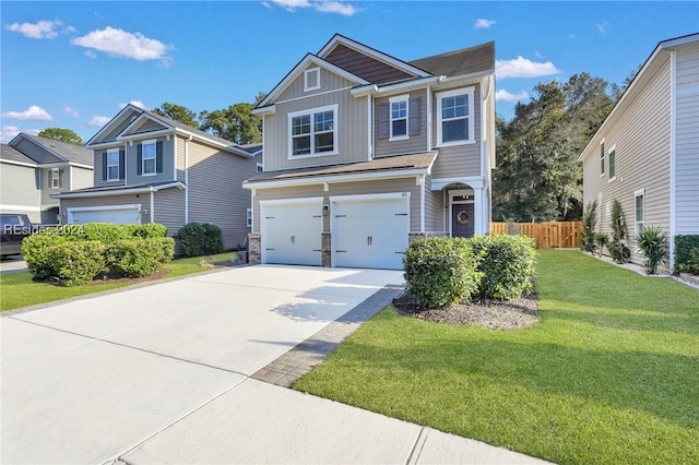 view of front facade featuring a garage and a front yard