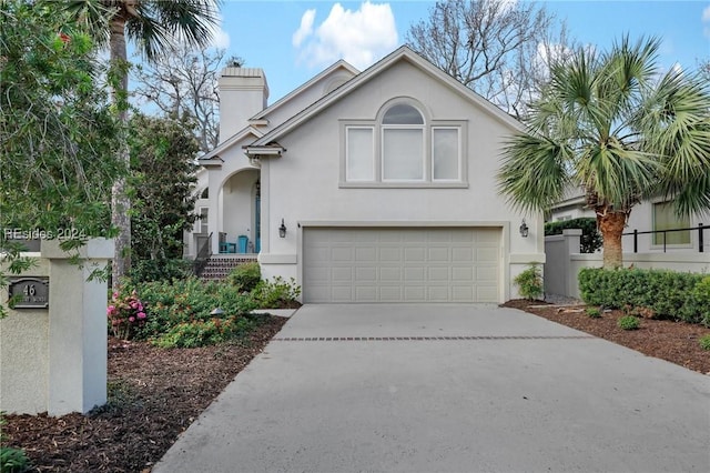 view of front of house with a garage