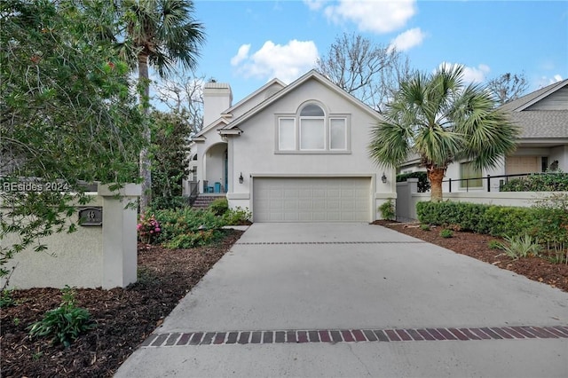 view of property featuring a garage