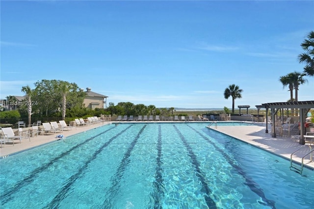 view of pool featuring a pergola