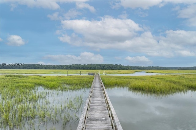 view of dock featuring a water view