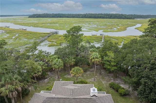 aerial view with a water view and a rural view