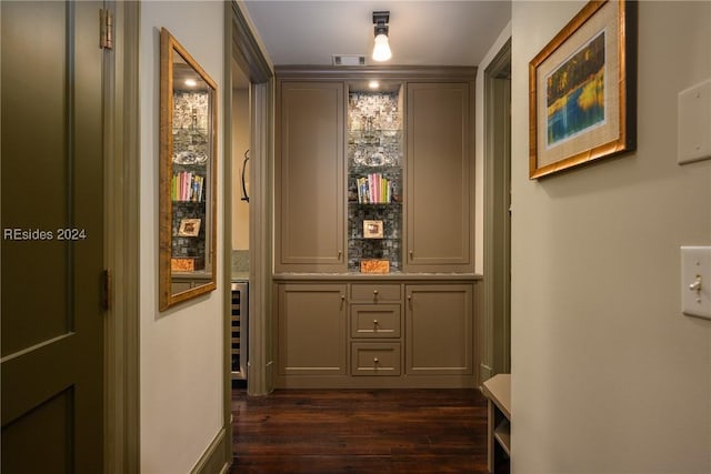 hallway featuring dark wood-type flooring