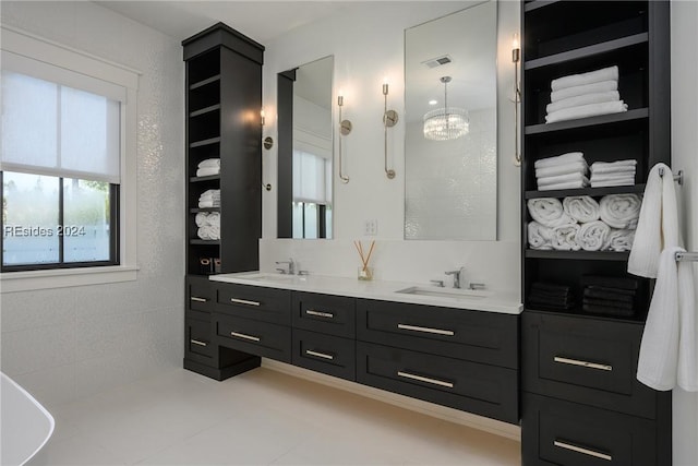 bathroom featuring vanity and tile patterned floors