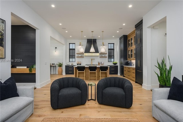 living room featuring light hardwood / wood-style floors