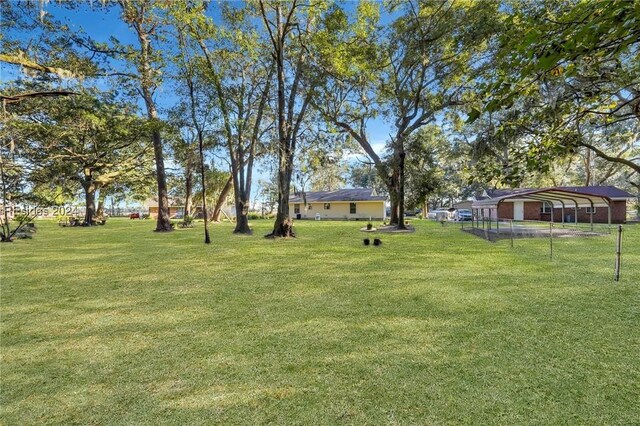 view of yard with a carport