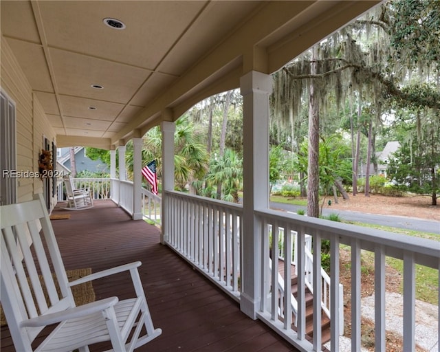 wooden deck with a porch