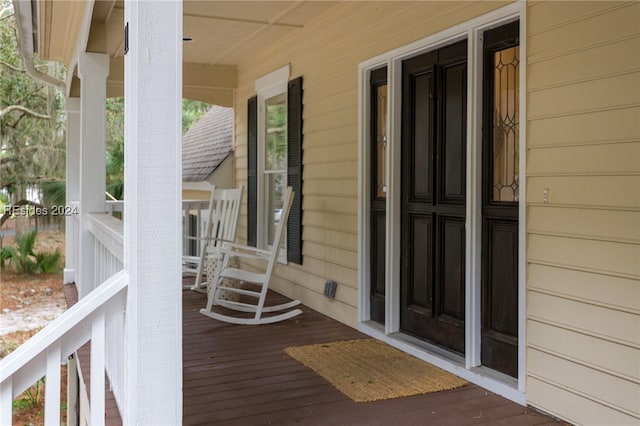 wooden terrace with covered porch