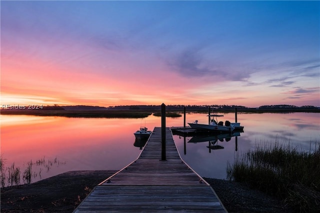 view of dock featuring a water view