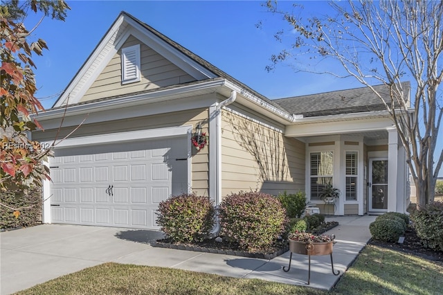 exterior space featuring a garage