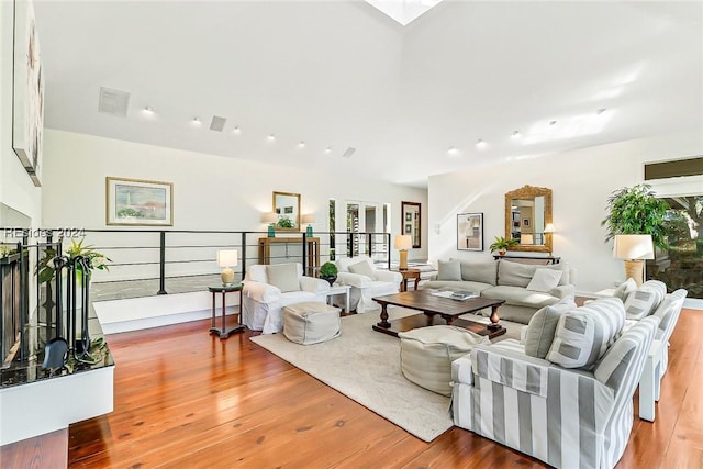 living room with light wood-type flooring