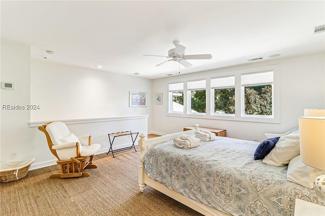 bedroom featuring ceiling fan