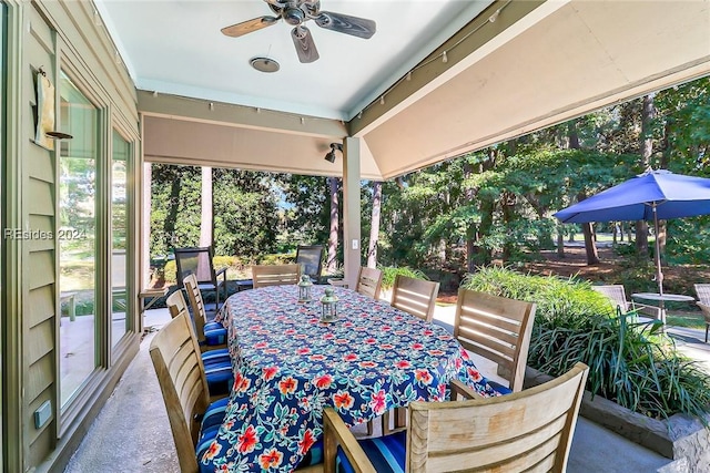 view of patio with ceiling fan