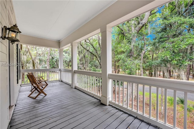 wooden deck featuring a porch