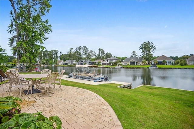 view of patio / terrace with a water view