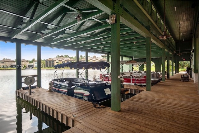 view of dock featuring a water view