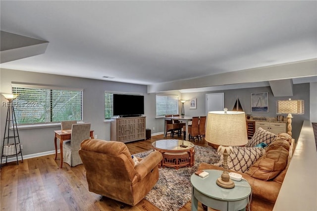 living room featuring light hardwood / wood-style flooring