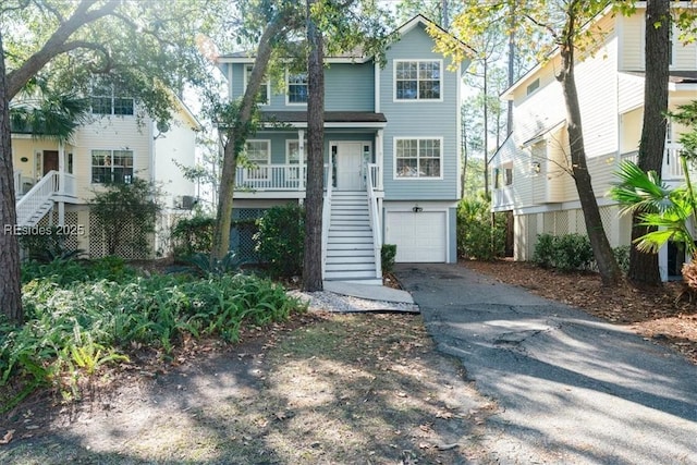 view of front of property with a garage