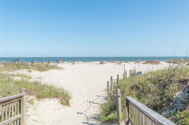 property view of water featuring a view of the beach