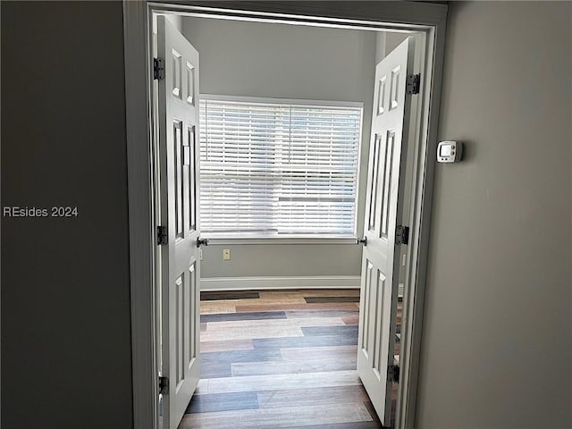 hall featuring light hardwood / wood-style floors