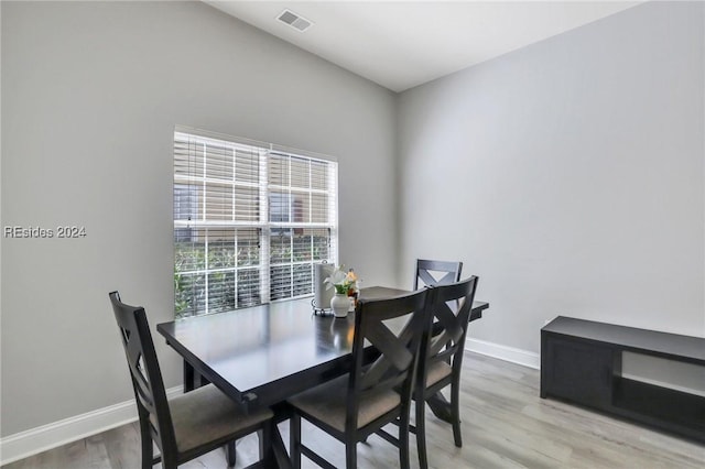 dining room with light hardwood / wood-style floors