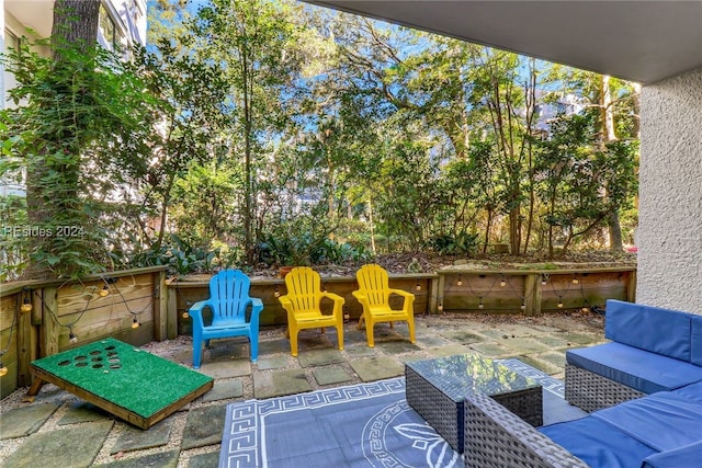 view of patio / terrace featuring an outdoor hangout area