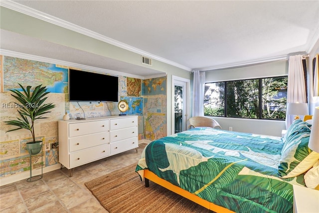 bedroom featuring crown molding