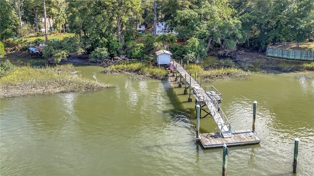 dock area featuring a water view