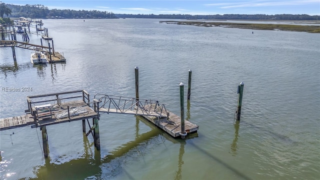 view of dock featuring a water view