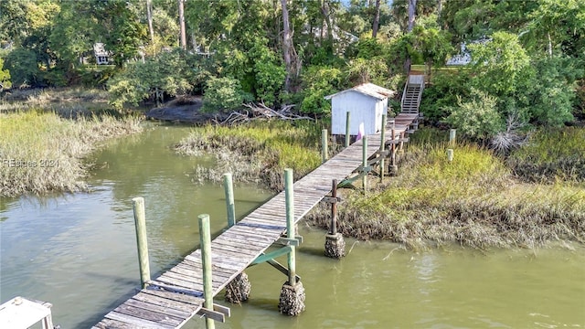 dock area featuring a water view