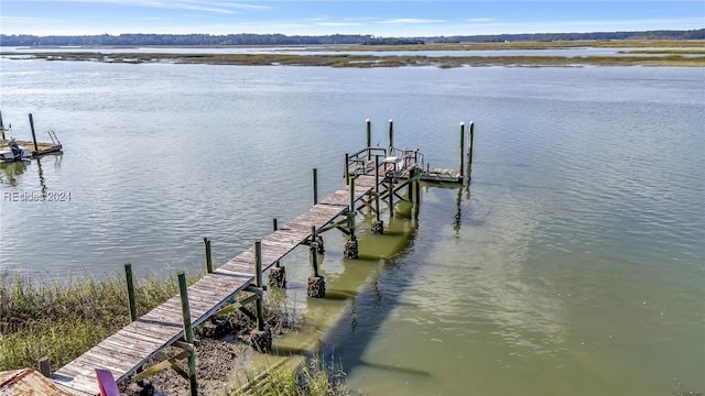 view of dock featuring a water view