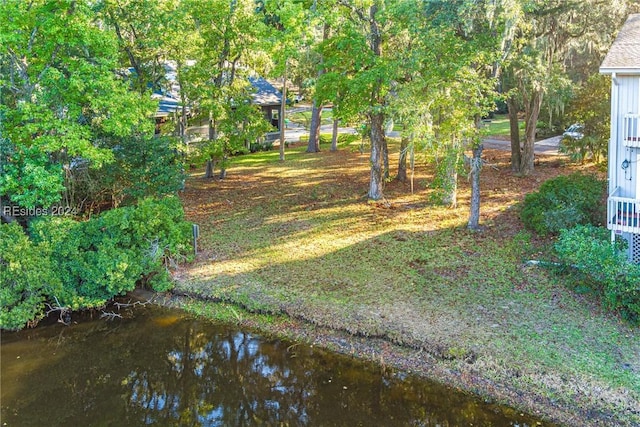 view of yard featuring a water view