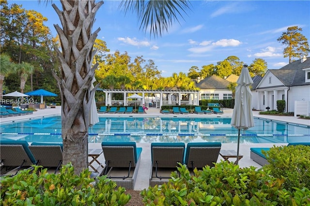 view of pool featuring a patio area