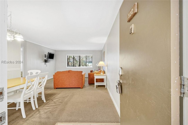 living room with carpet