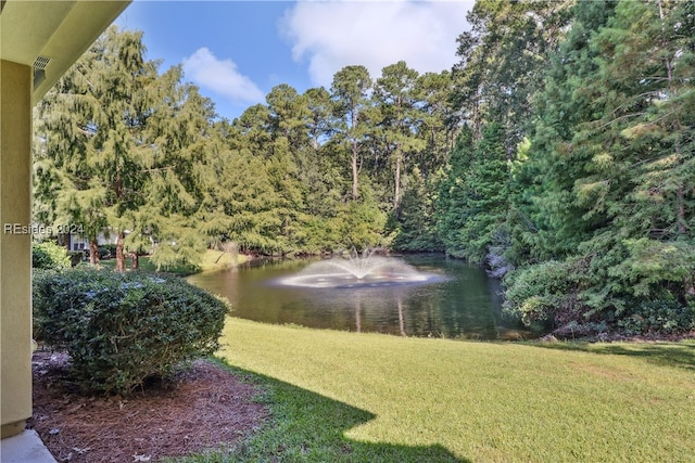 view of yard featuring a water view