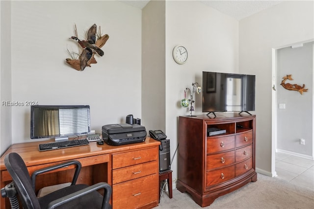 view of carpeted home office