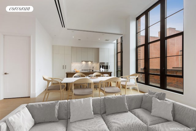 living room featuring light hardwood / wood-style flooring