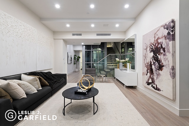 living room featuring light hardwood / wood-style floors